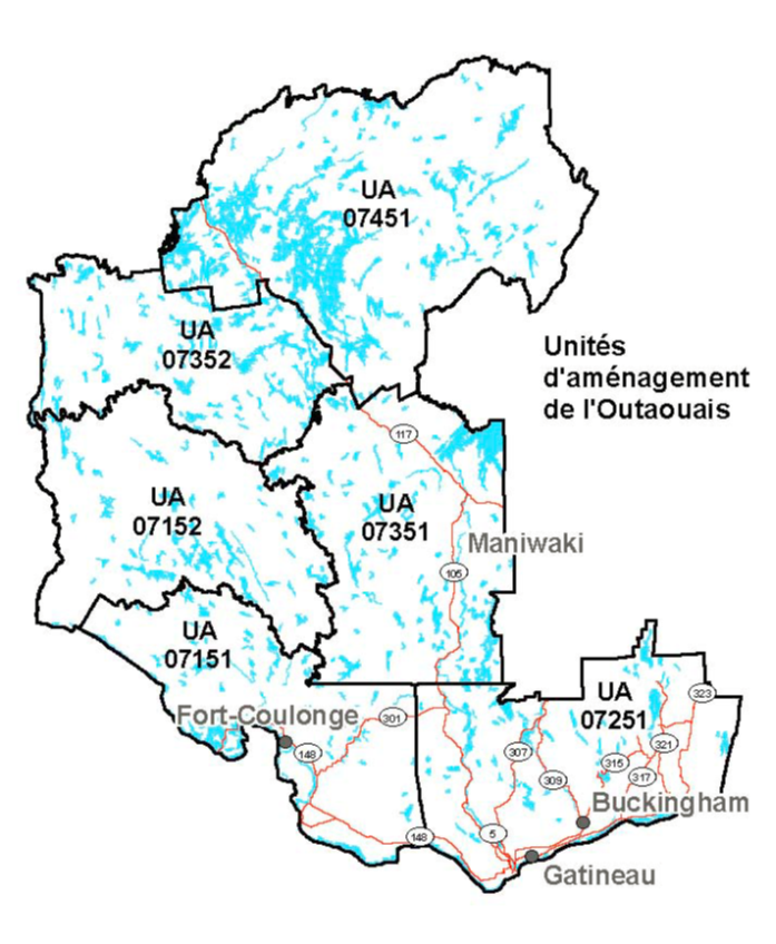 Carte des Unités d'aménagement de l'Outaouais