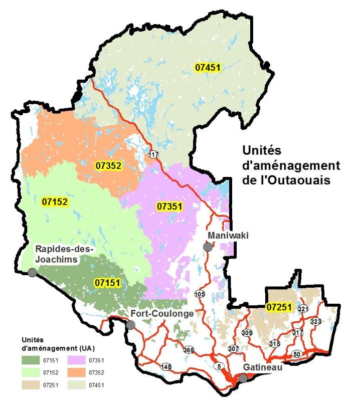 Carte des Unités d'aménagement de l'Outaouais